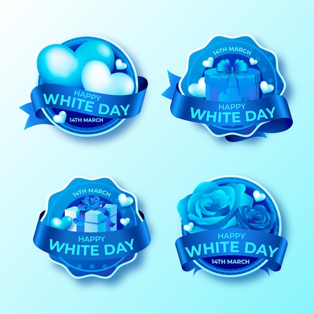 Free vector realistic white day labels collection