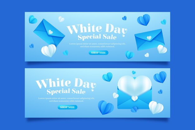 Realistic white day sale banner template