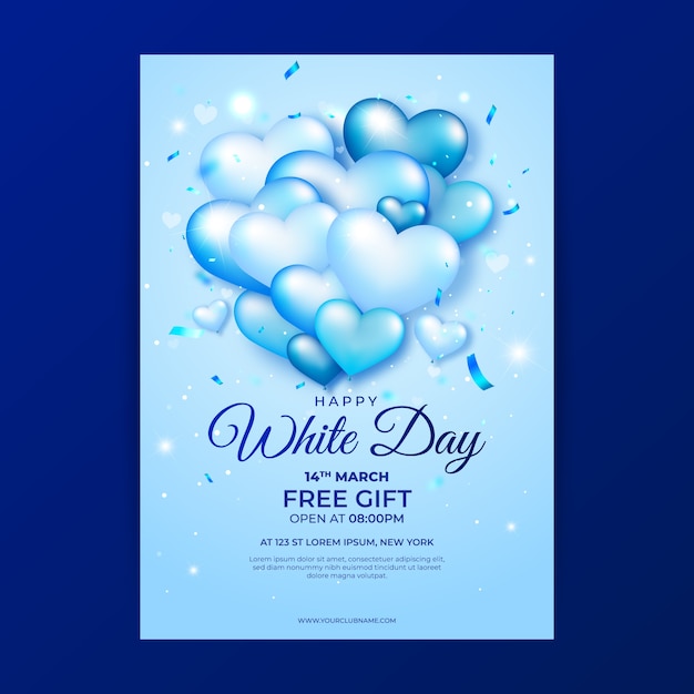 Free vector realistic white day vertical flyer template