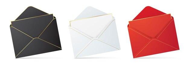 Realistic white envelope vector mockup with the blank letter and golden details