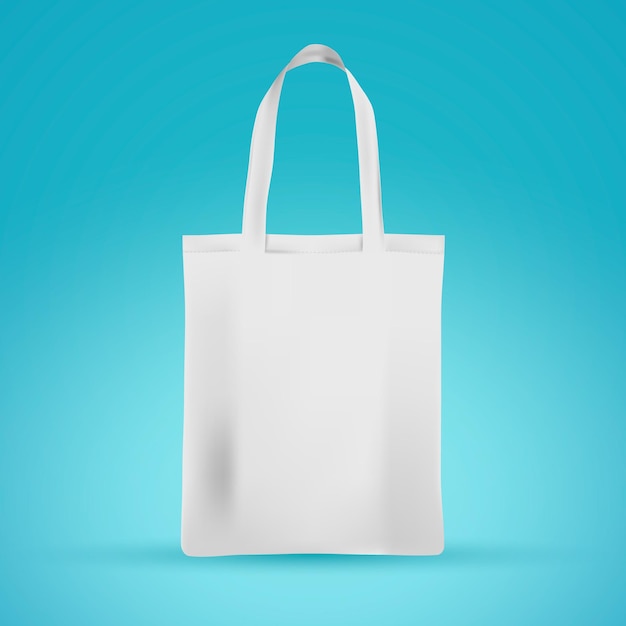 Realistic white fabric bag