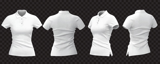realistic white female polo shirt collection