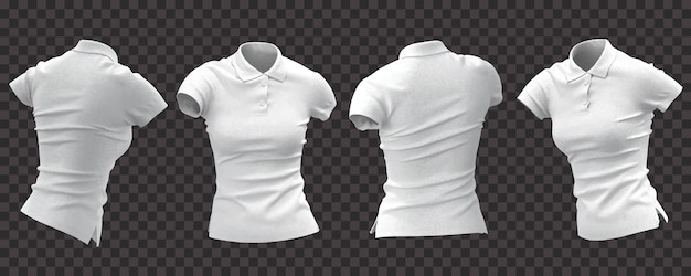 Free vector realistic white female polo shirt in different view
