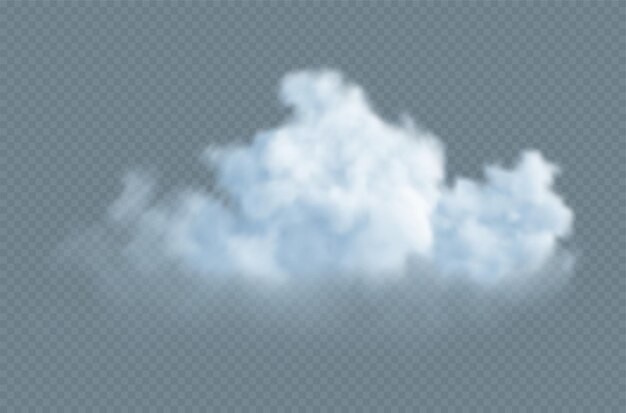 Realistic white fluffy cloud isolated on transparent