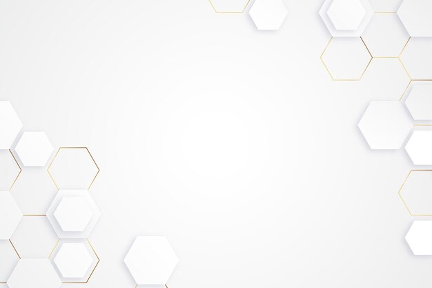 Realistic white and golden geometric background