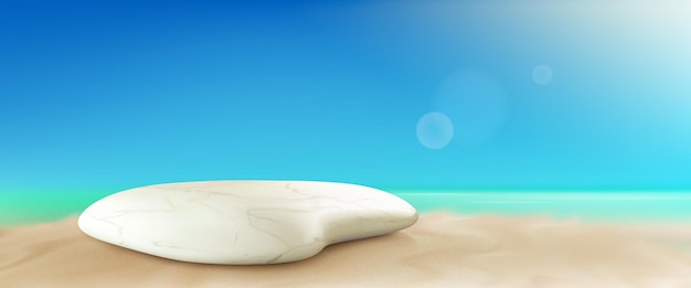 Free vector realistic white marble stone on sandy beach