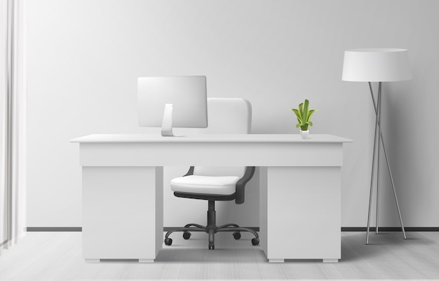 realistic white office