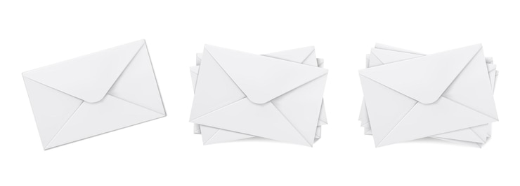 Free Vector realistic white paper envelope stack collection