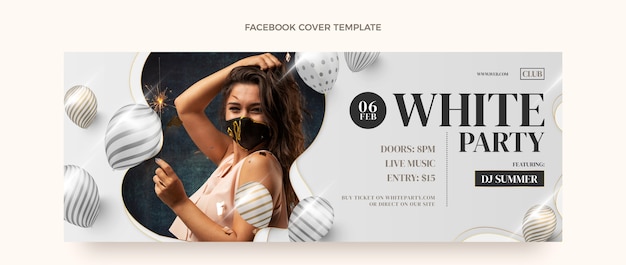 Realistic white party design template