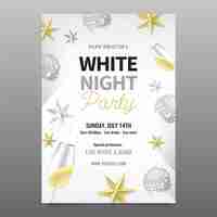 Free vector realistic white party poster template with stars