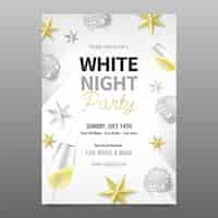 Free vector realistic white party poster template with stars