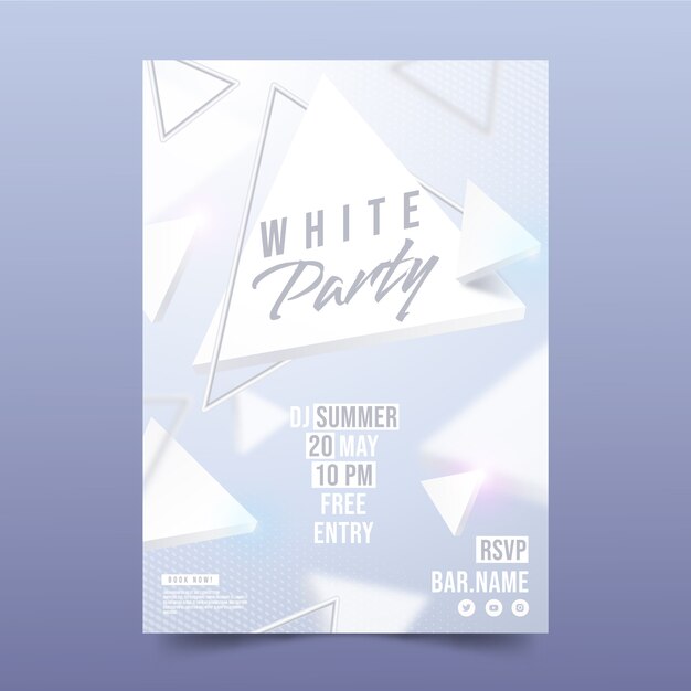 Realistic white party poster template