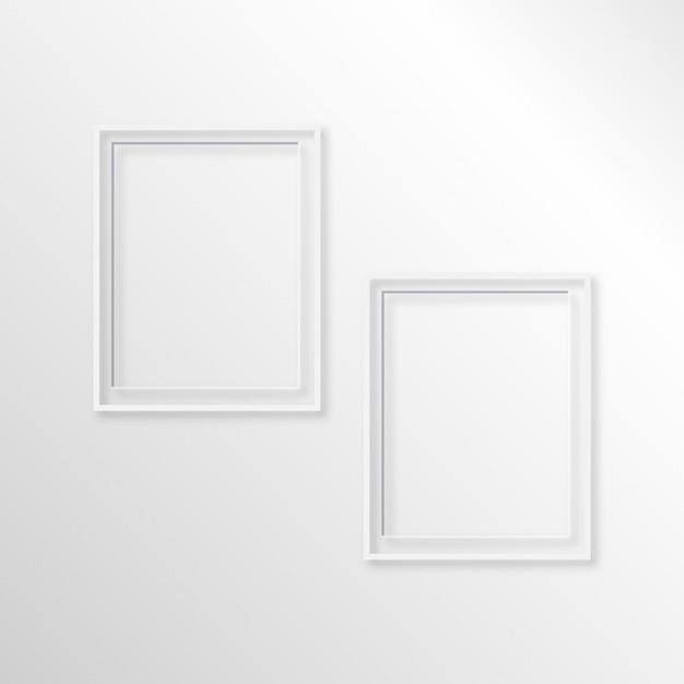 Realistic white photo frames