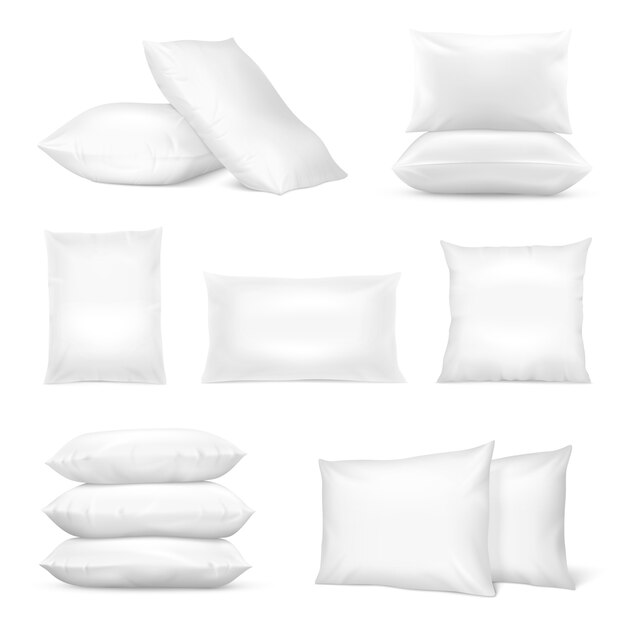  Realistic White Pillows Set 