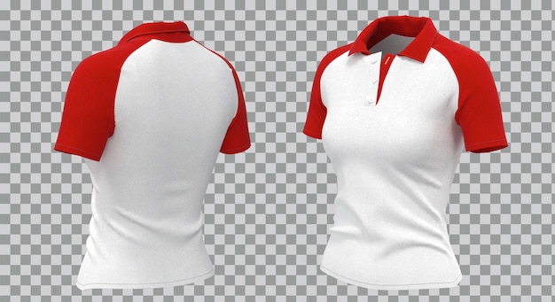 Free vector realistic white and red female polo shirt side view