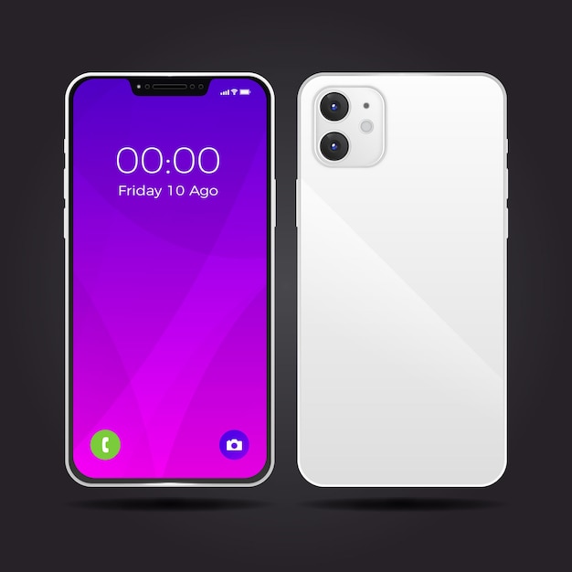 Realistic white smartphone design with two cameras