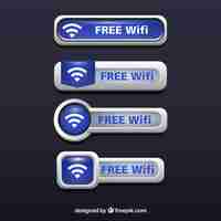 Free vector realistic wifi buttons with blue details