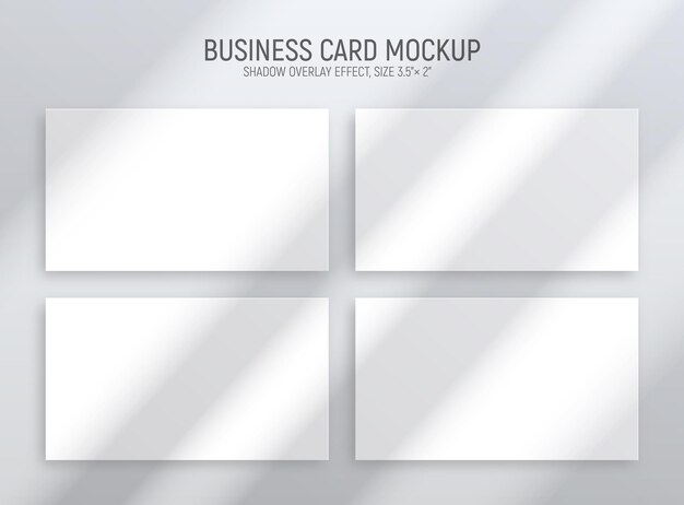 Realistic window light and shadow horizontal business card set mockups with shades
