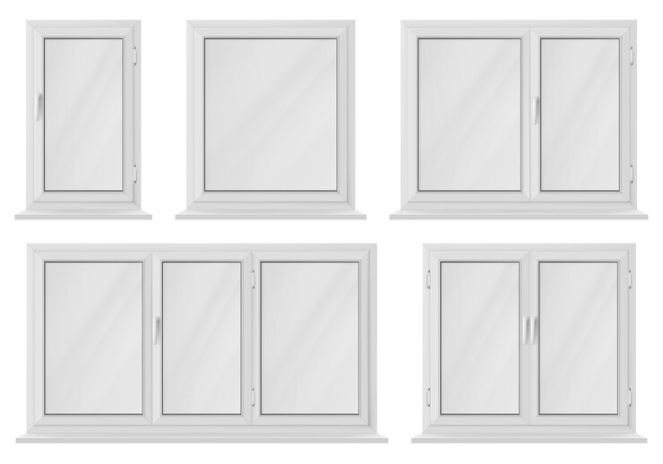 Free Vector realistic windows rendering set