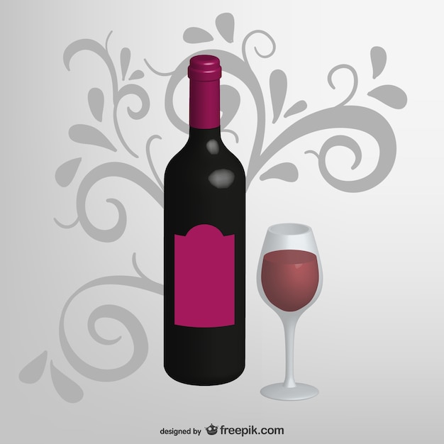 Free vector realistic wine bottle and cup