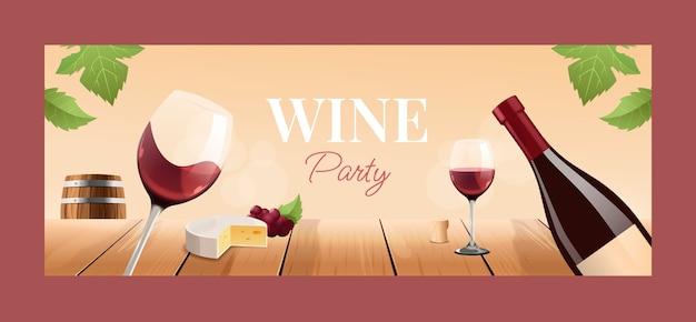 Realistic wine party facebook cover
