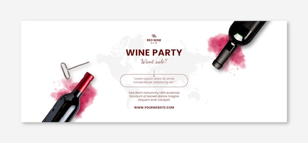 Realistic wine party facebook cover