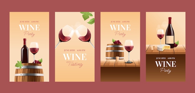 Реалистичные истории instagram с винной вечеринкой