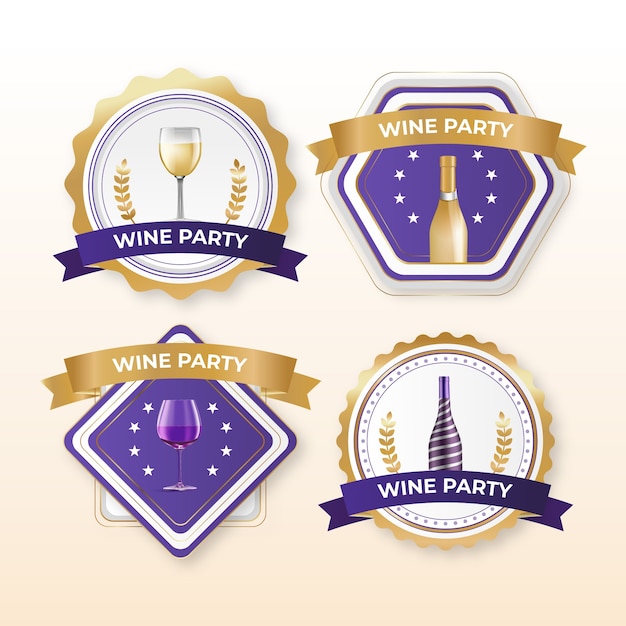 Free vector realistic wine party labels template