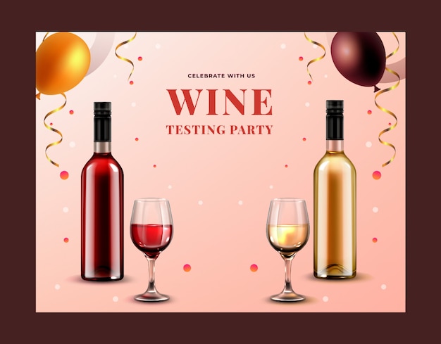 Бесплатное векторное изображение Реалистичный шаблон фотосессии для винной вечеринки