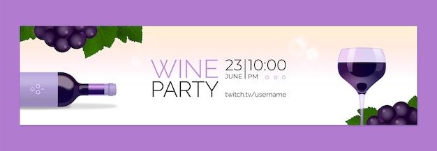 Realistic wine party twitch banner