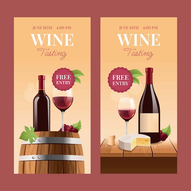 Free vector realistic wine party vertical banner