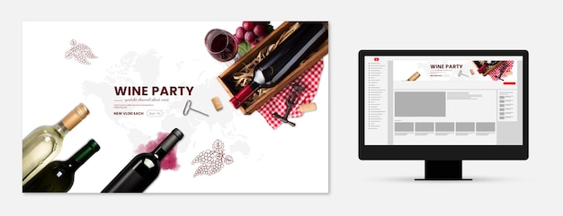 Free vector realistic wine party youtube channel art