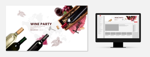 無料ベクター リアルなワインパーティーyoutubeチャンネルアート