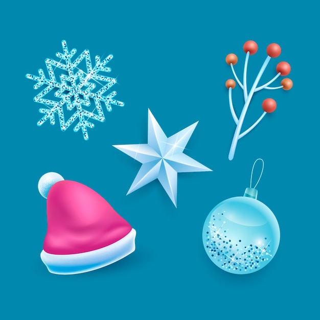 Free vector realistic winter design elements collection