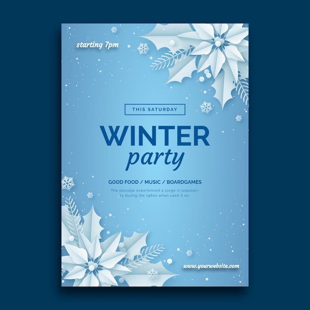 Free vector realistic winter party invitation