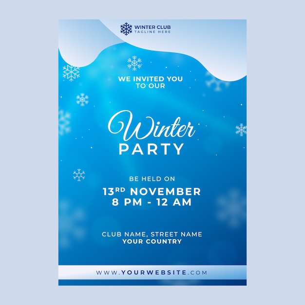 Free vector realistic winter party invitation