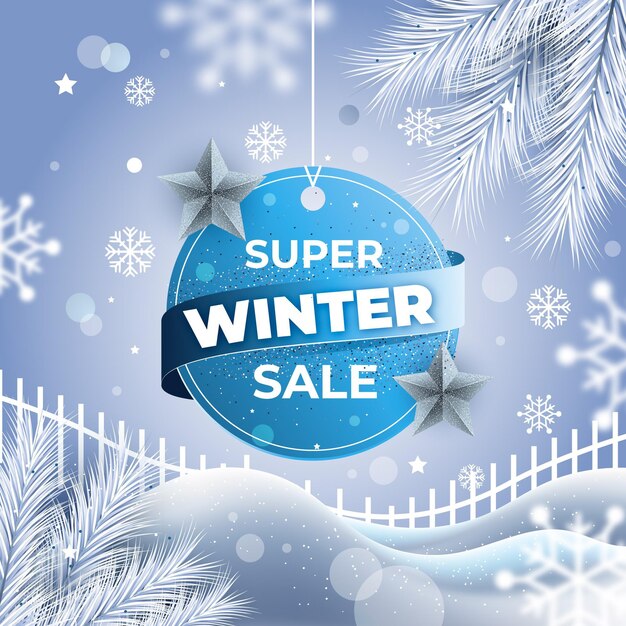 realistic winter sale banner illustration