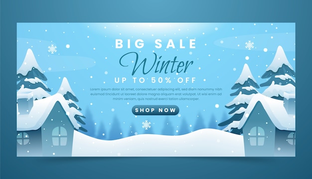 Realistic winter sale banner template