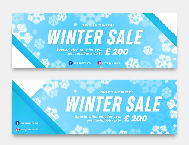 Realistic winter sale banners template