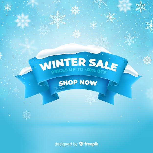 Realistic winter sale concept