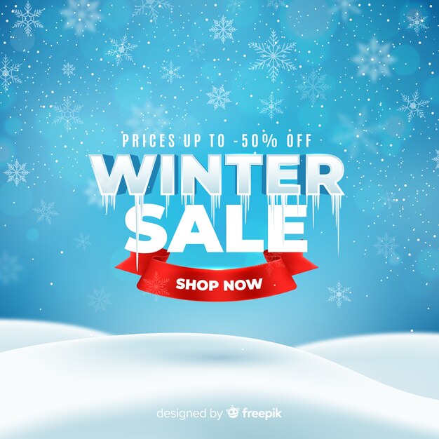 Realistic winter sale concept