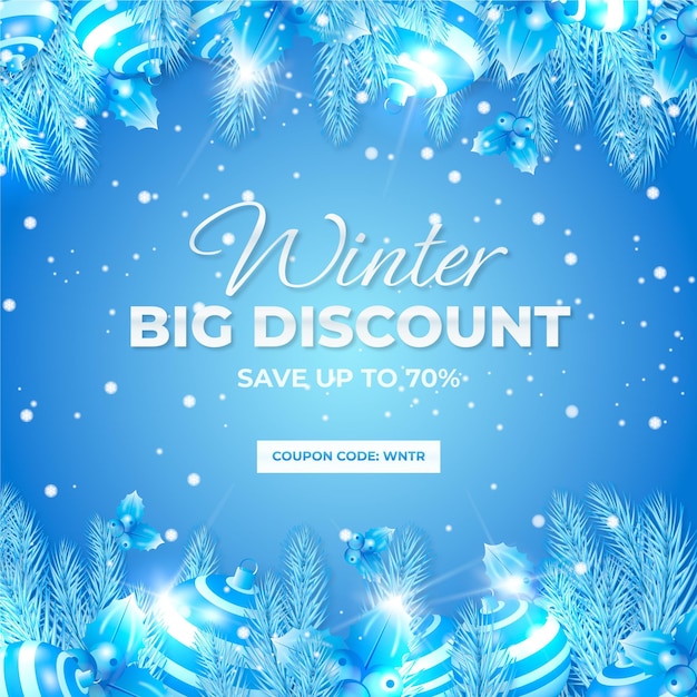 Realistic winter sale illustration and banner