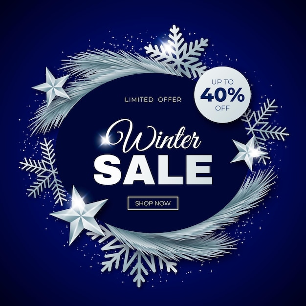 Realistic winter sale illustration