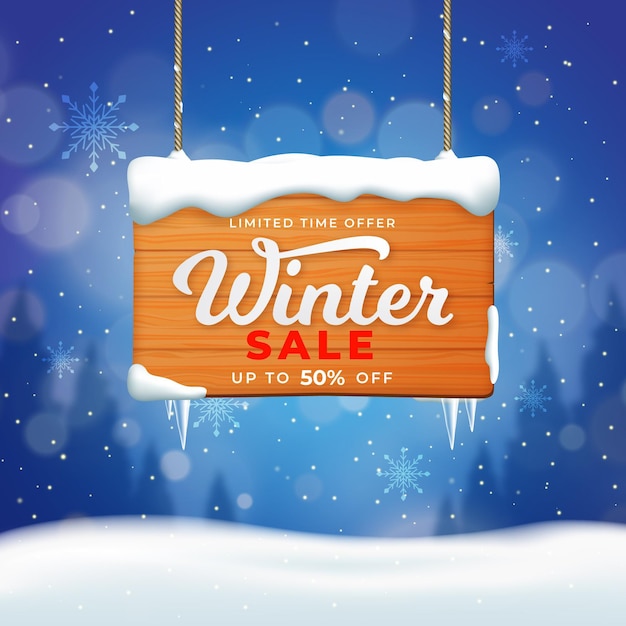 Realistic winter sale promotion