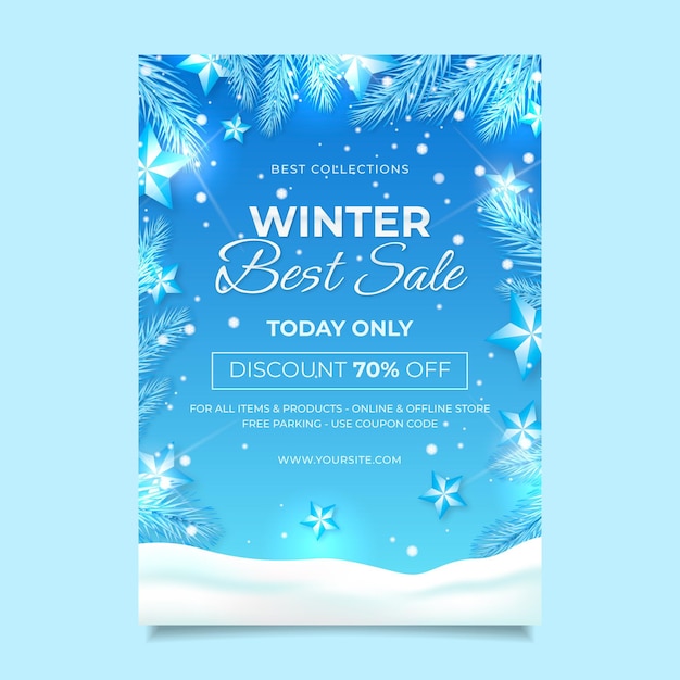 Free vector realistic winter sale vertical poster template