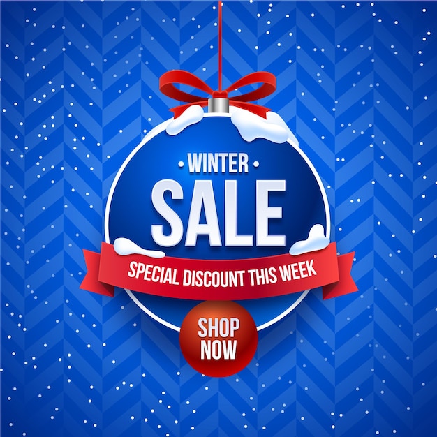 Free vector realistic winter sale with discount