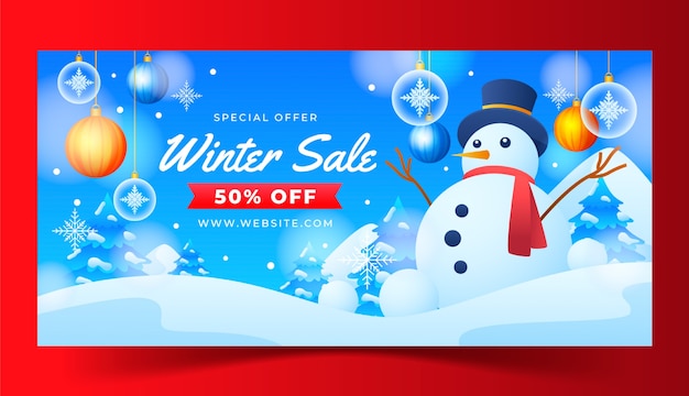 Realistic winter season sale banner template