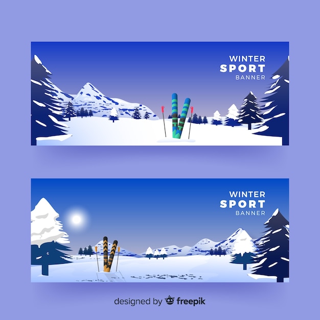 Free vector realistic winter sport banners