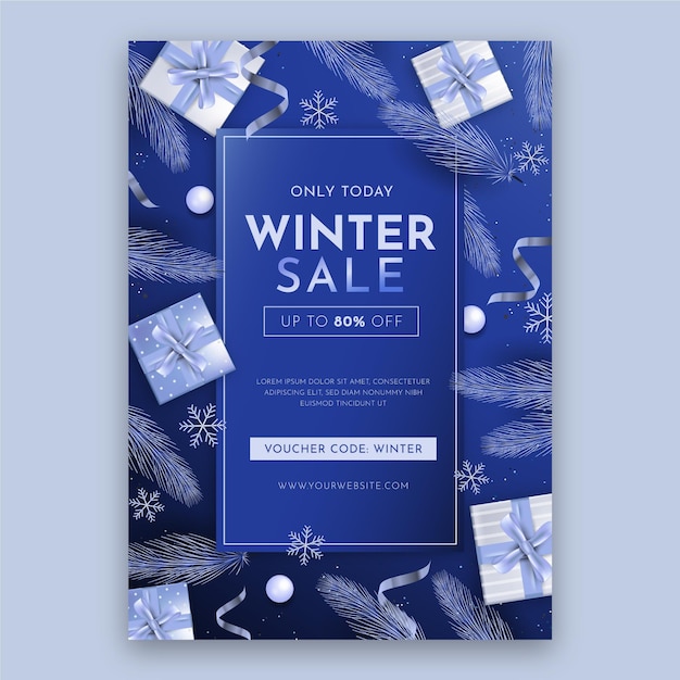 Free vector realistic winter vertical poster template