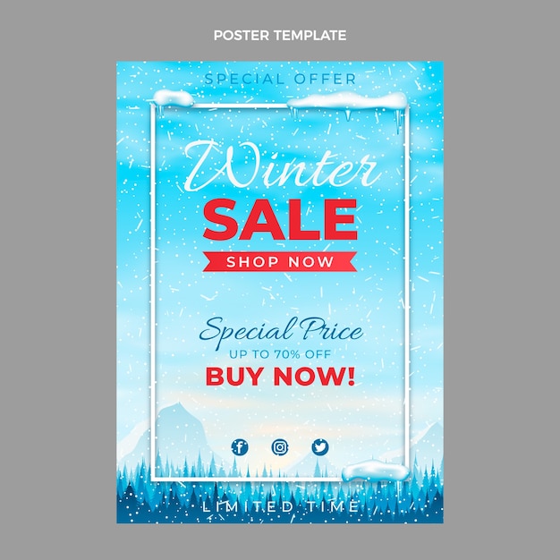 Free vector realistic winter vertical poster template